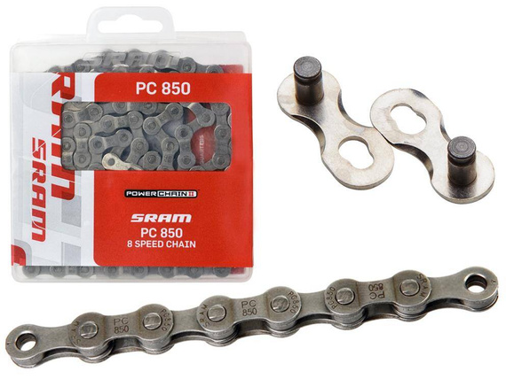 Łańcuch Sram PC 850 114 ogniw 6/7/8-rzędowy, szary, spinka Power Link